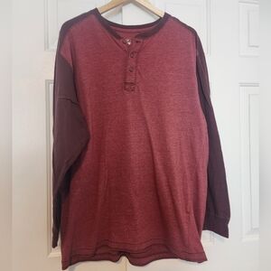 Red Head Men's Burgundy Henley Long sleeve Cotton Blend Shirt Size XL